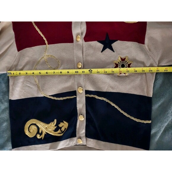 Vintage Pappagallo Embroidered Gold Sequin Cotton Sweater Women's Size Medium - Picture 4 of 5